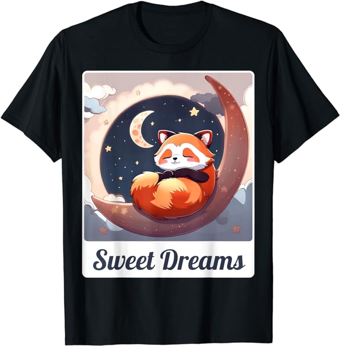 Cute Red Panda Sleeps Design T-Shirt