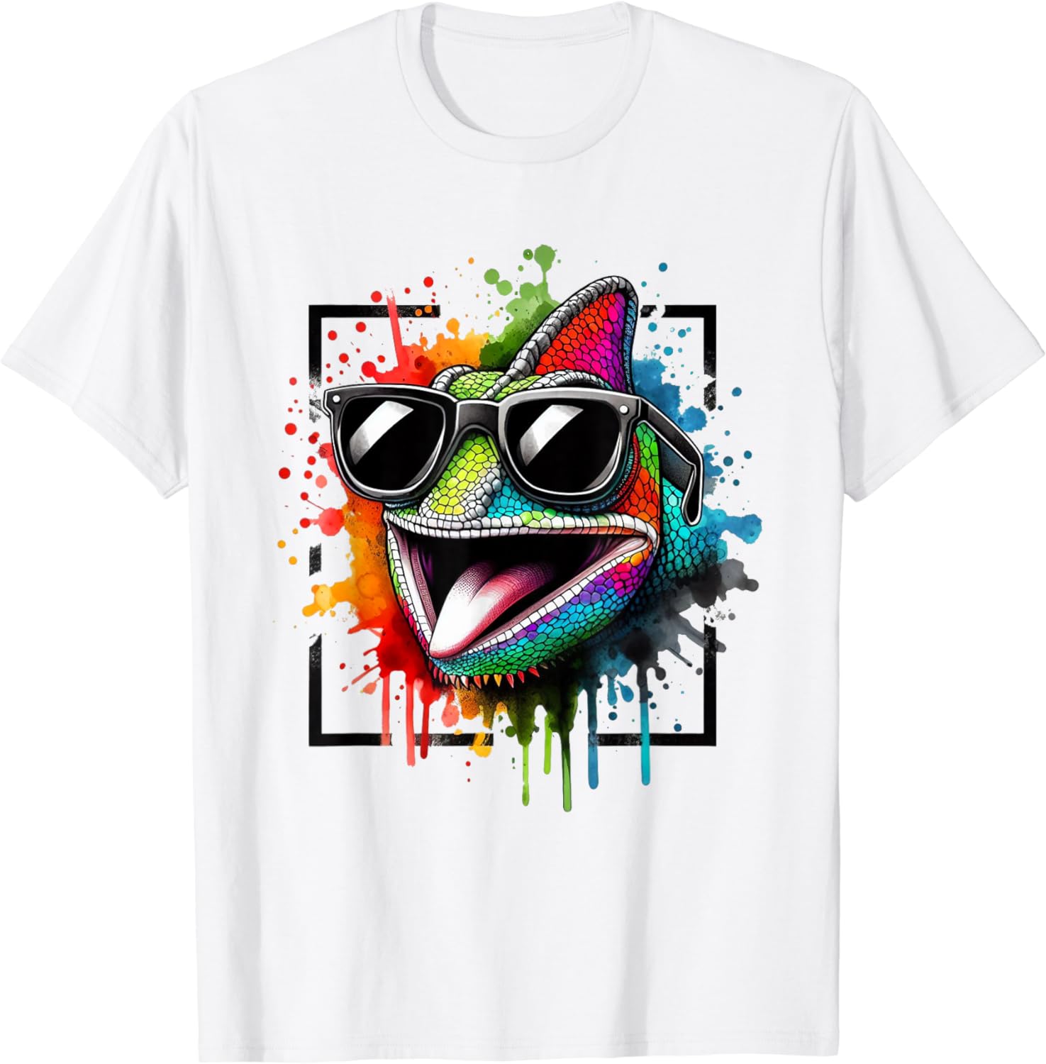 Fresh Colorful Chameleon Graffiti Art Shirt